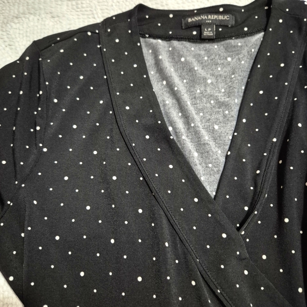 Banana Republic Black and White Long Sleeve Wrap Dress..SIZE:LP - Picture 6 of 11